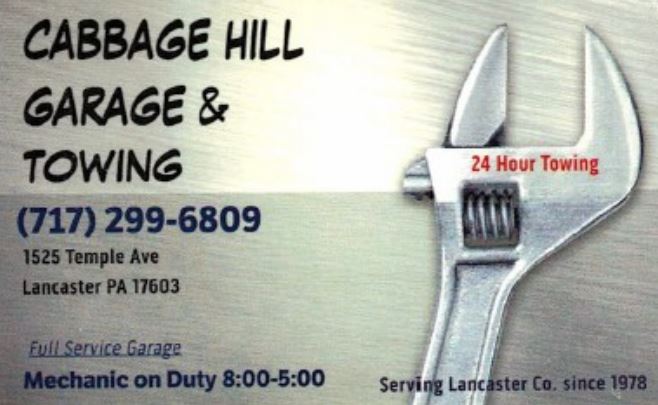 cabbage hill garage business card